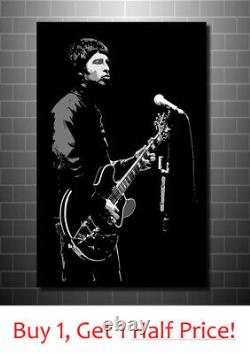 Noel Gallagher Oasis Pop Art Toile Murale Imprimée Encadrée Noir et Blanc