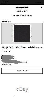 Nouveau Takashi Murakami Et Fleurs Crâne Noir Carré Blm Vit Noir Matière 1/300