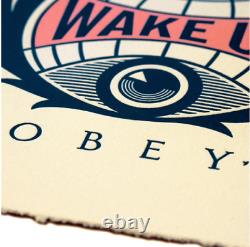 Obey Géant Wake Up Terre Typo Numéroté Shepard Fairey Signé