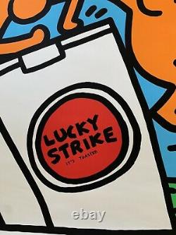 Original 1987 Keith Haring Lucky Strike Screenprint Plaque Signée Banksy Swatch