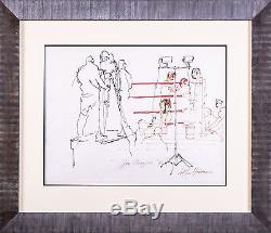 Original Rare Leroy Neiman Peinture Joe Frazier 1971 Champion Def Muhammad Ali