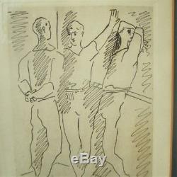 Pablo Picasso Gravure Trois Danseurs De Ballet Original Artist Pencil Signed Frame