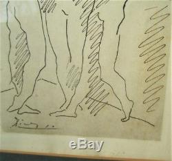 Pablo Picasso Gravure Trois Danseurs De Ballet Original Artist Pencil Signed Frame