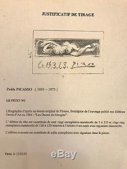 Pablo Picasso Lithographie Originale Sur Papier Signée Plate Coa Encadré Personnalisé
