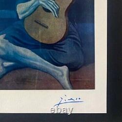 Pablo Picasso+ Original 1954 + Signé + Plaque De Couleur Encadrée L'ancien Guitariste