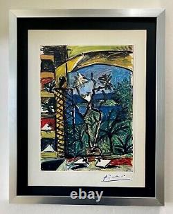 Pablo Picasso+ Original 1969 + Signé + Plaque Couleur Tapée À La Main Les Pigeons