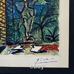 Pablo Picasso+ Original 1969 + Signé + Plaque Couleur Tapée À La Main Les Pigeons