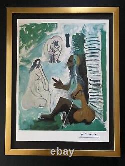 Pablo Picasso + Signé Vintage 1962 Imprimé Par Les Dejeuners + Encadré