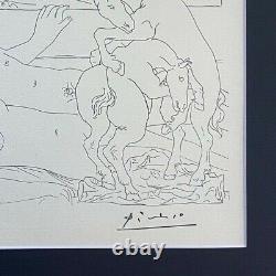 Pablo Picasso Vintage 1956 Lithographie Signée Matted To 11x14 Ltd. Édition