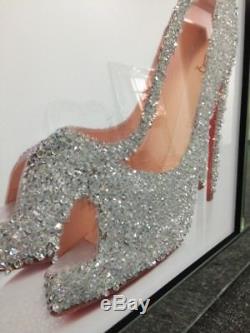 Paillettes Louboutin Chaussures Argent Miroir Cadre 60cm Picture Decor 3d Wall Art