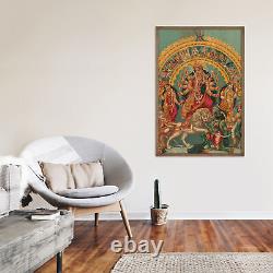 Peinture d'affiche de Shri Shri Durga avec Mahisha Trisula Lakshmi Saraswati