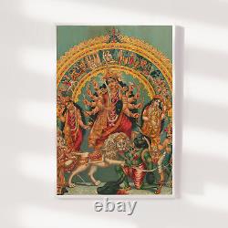 Peinture d'affiche de Shri Shri Durga avec Mahisha Trisula Lakshmi Saraswati
