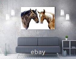 Peinture de chevaux en aquarelle brune - impression d'art sur toile encadrée profonde
