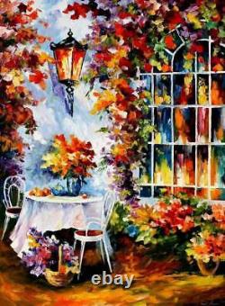 Peinture de jardin de Leonid Afremov sur toile encadrée - Affiche d'art reproduite pour la maison