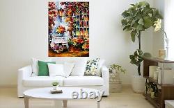 Peinture de jardin de Leonid Afremov sur toile encadrée - Affiche d'art reproduite pour la maison