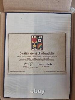 Peter Blake - J'aime vintage plaque en étain signée avec certificat d'authenticité