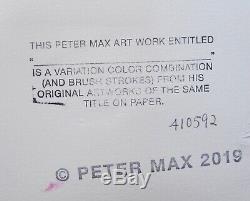 Peter Max Angel Avec Coeur Signée À La Main Peinture Multimédia Originale Overpaint