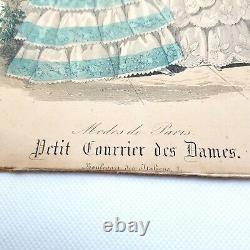 Petit Courrier Des Dames'modes De Paris' Paire De Gravures Colorées À La Main, 1850