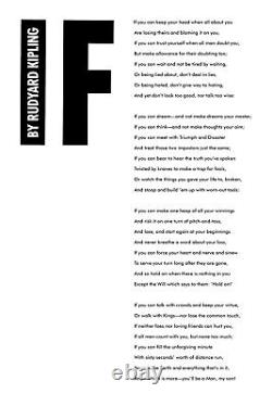 Poème 'If' de Rudyard Kipling - Affiche d'art en noir et blanc avec photo du poème