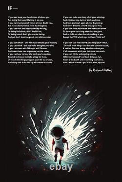 Poème 'If' de Rudyard Kipling, affiche de garçon qui court, estampe d'art, peinture, œuvre d'art