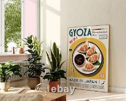 Portrait d'une cuisine japonaise Gyoza, impression d'illustration graphique vintage, nourriture asiatique