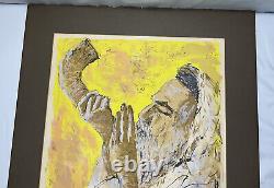 Rabbi Blowing The Shofar Imprimer Signé 54/200 Art Juif