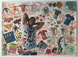 Rare Affiche Keith Haring (1986) Signé Avec Basquiat Warhol De Dessin Original
