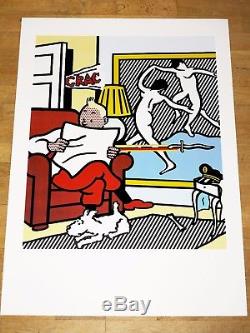 Roy Lichtenstein Affiche Tintin Reading / Crac Popart Sérigraphie Vintage Menthe