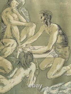 Sandro Chia Antique Impressionniste Lithographie Moderne Cubisme Italien Vintage Nudes