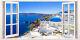 Santorin Grèce Vacances Escape 3d Effet Fenêtre Toile Photo Wall Art Imprimés