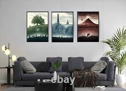 Seigneur des Anneaux Toile / Encadré / Impressions Artistiques Ensemble de 3 Trilogie Vintage LotR