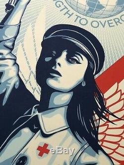 Shepard Fairey Signé Ange De L'espoir Et La Force Imprimer Infirmière Docteur Obey Obama