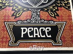 Shepard Fairey Signé Peace Tree Gold Vacances Imprimer Obey Poster Obama Hope Art