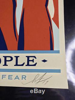 Shepard Fairey Signé Plus Grand Que La Peur 18x24 Screen Print We The People Obey
