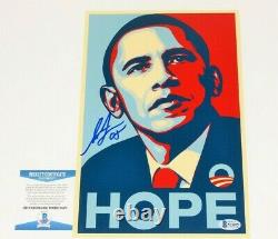 Shepard Fairey Street Artist Signé Barack Obama’hope' 8x12 Print Beckett Coa