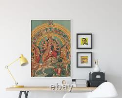 Shri Shri Durga Avec Mahisha Trisula Lakshmi Saraswati Peinture Affiche Imprimé