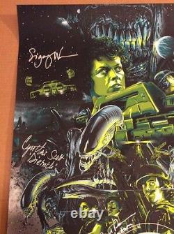 Signé Par Cast Aliens Variante Imprimer Bill Paxton Sigourney Weaver Limited Coa Pic