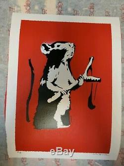 Signe Rat Catapult Banksy Avec Coa Stencil Et L'art Pulvérisation De Peinture Imprimer Numéroté