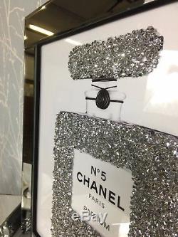 Sparkly Diamond Crystal Chanel No 5 Bouteille Miroir 60 CM Image 3d Wall Art