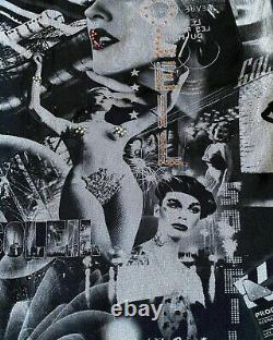 Swarovski Crystal Jean Paul Gaultier Mesh Top, Rare Cabaret Cinema Print Vintage