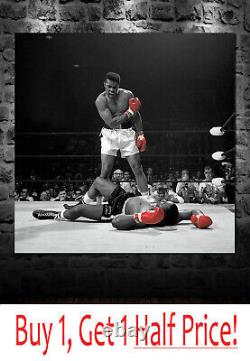 Tableau mural imprimé sur toile de MUHAMMAD ALI V LISTON encadré, prêt à accrocher