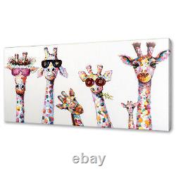 Tapisserie murale en toile d'Girafes Funky Art mural décoration intérieure fait main