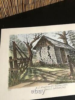 Ted Wade California Artist Stone Lithographie K. C. Hartranft Rancho #4/24 1980s