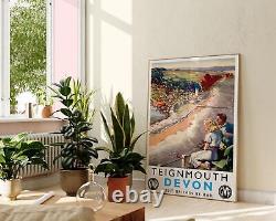 Teignmouth, Devon Affiche de voyage illustrée vintage des chemins de fer britanniques, Royaume-Uni
