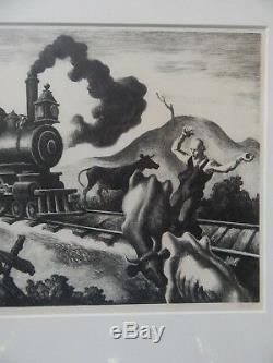 Thomas Hart Benton Train Lent À Travers L'arkansas 1941 Lithographie