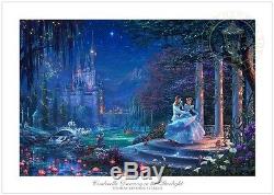 Thomas Kinkade Disney Cendrillon Dansant Dans La Lumière Des Étoiles 18 X 27 S / N Le Paper
