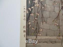 Toshi Yoshida Woodblock Fine Print Temple Japonais De Bell Paysage Signé Rare