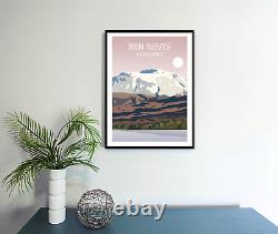 Trio de trois impressions d'art des Trois Pics Ben Nevis, Scafell Pike, Snowdon, Paysage