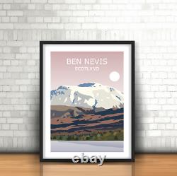Trio de trois impressions d'art des Trois Pics Ben Nevis, Scafell Pike, Snowdon, Paysage