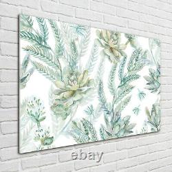Tulup Glass Print Wall Art Image Image 100x70cm Fleurs Et Feuilles